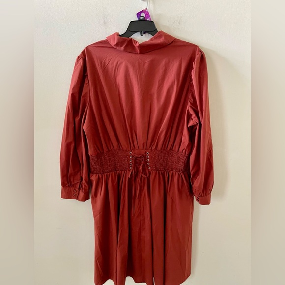 New Elegant Rust Button-Down Dress Size 24 - Picture 6 of 11